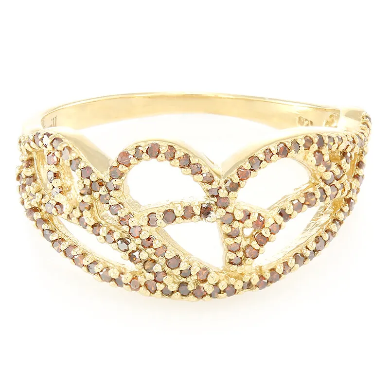 Anello placcato in oro con Diamante Fancy