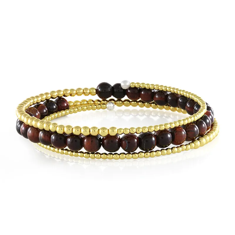 Bracciale in acciaio con Occhio di Tigre Rosso (Riya)