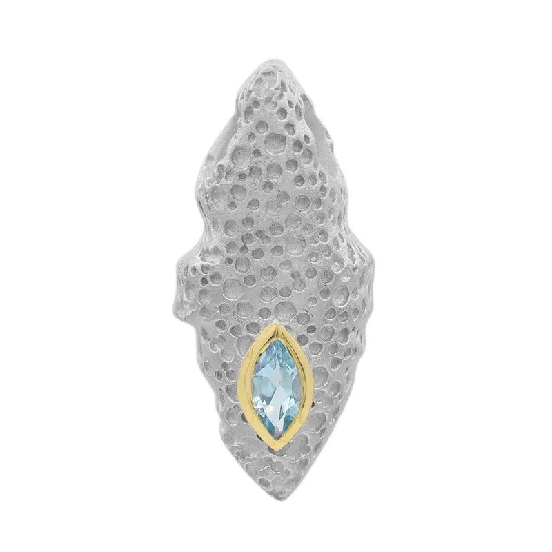 Ciondolo placcato in oro con Topazio Blu Svizzero