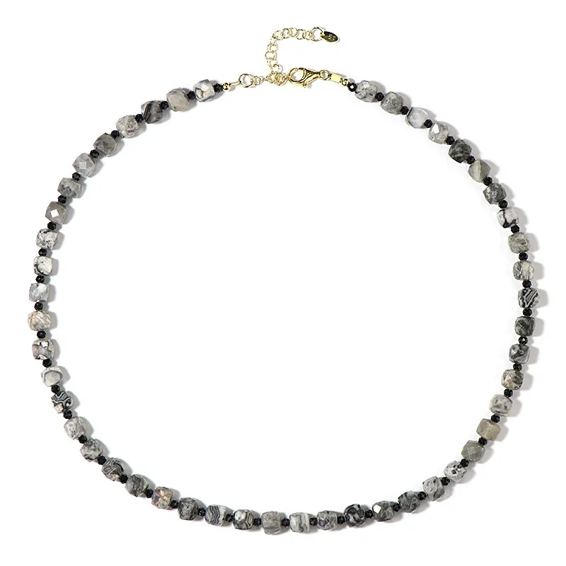 Collana in argento con Diaspro a Bande Argentate