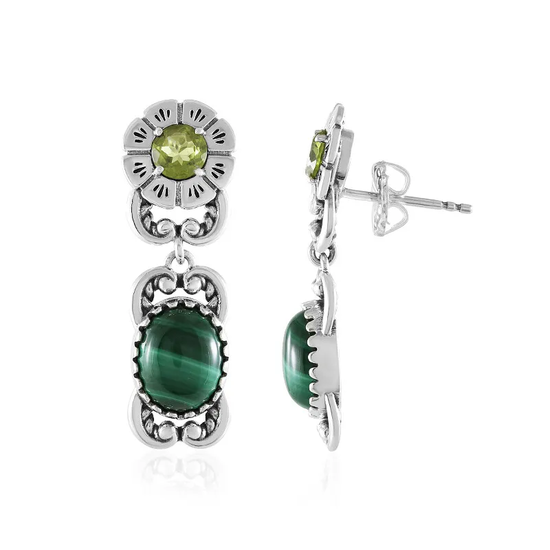 Orecchini in argento con Malachite (Desert Chic)