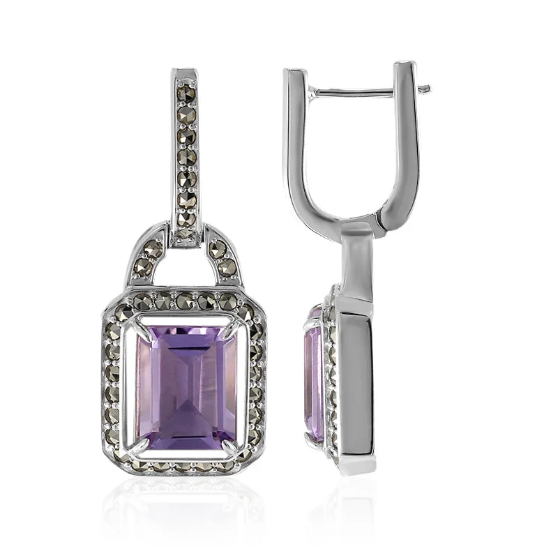 Orecchini in argento con Ametista Rose de France (Annette classic)