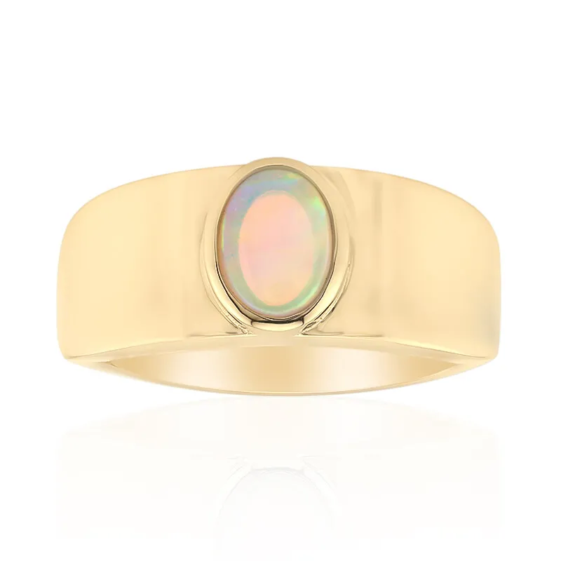 Anello in oro con Opale Nero Crystal di Lightning Ridge (Mark Tremonti)