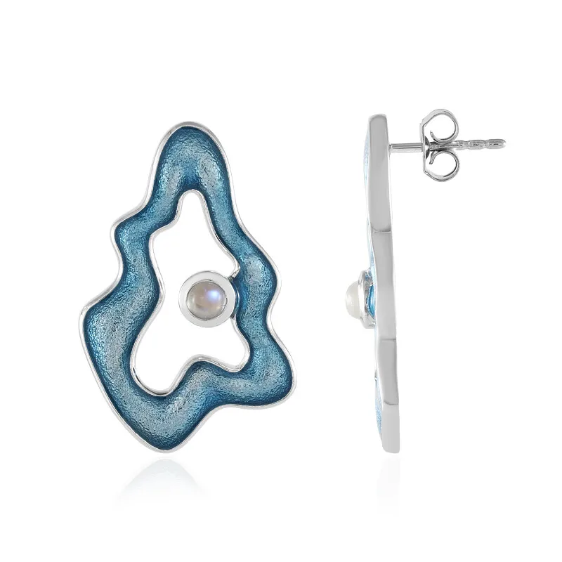 Orecchini in argento con Pietra di Luna Blu (Adela Silber)