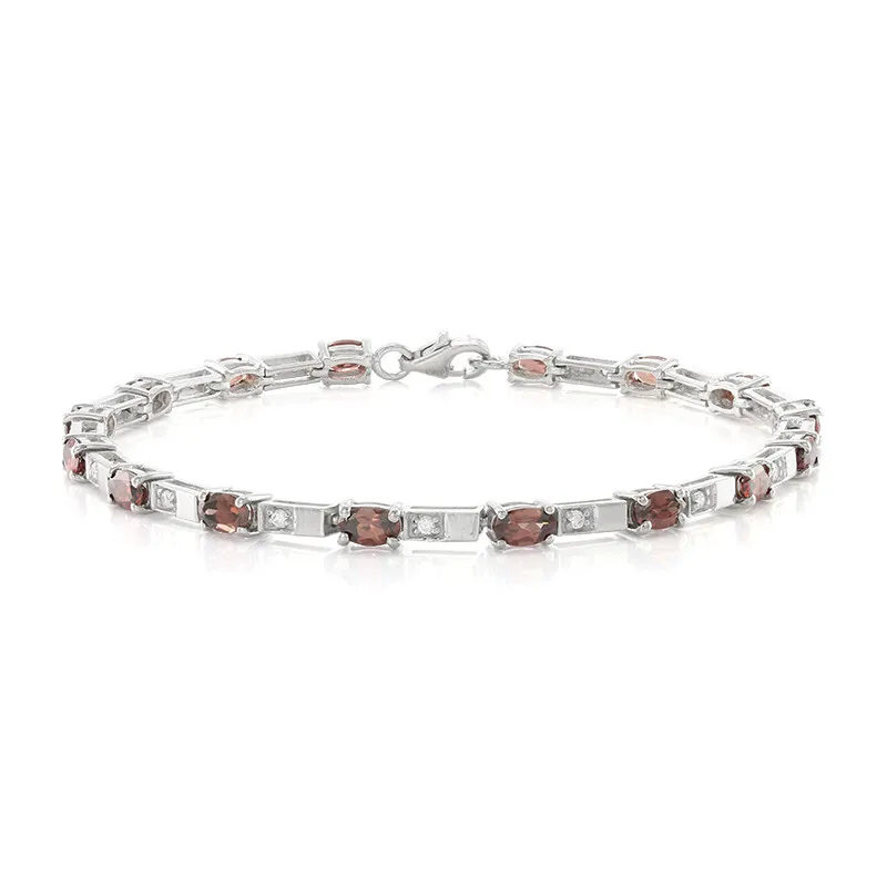 Bracciale placcato in platino con Zircone Rosso