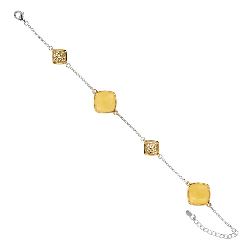 Bracciale in argento con Ambra Milky Baltica