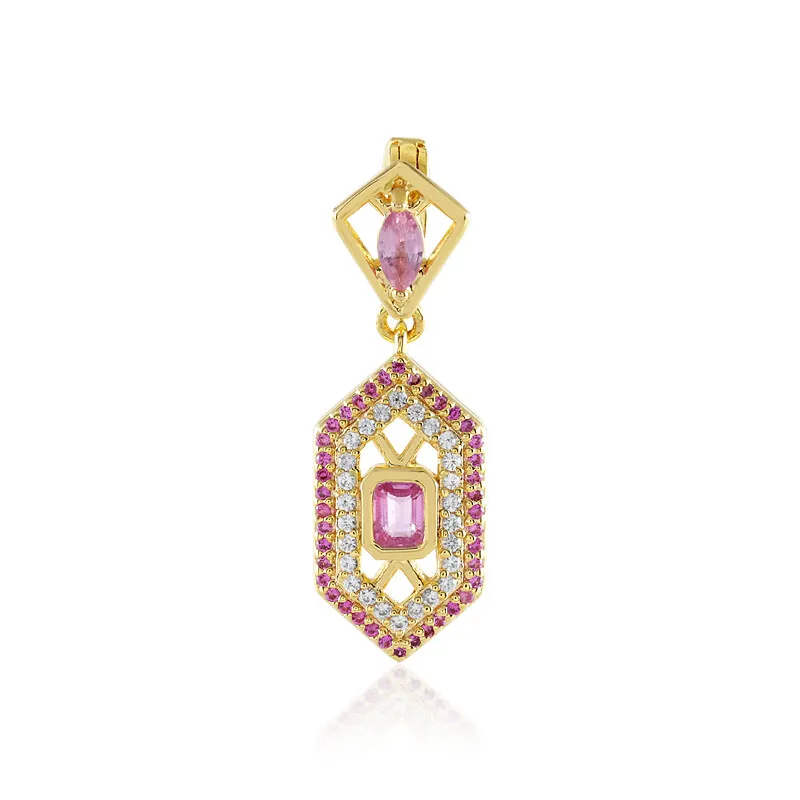 Ciondolo in argento con Zaffiro Ceylon Rosa (non riscaldato)