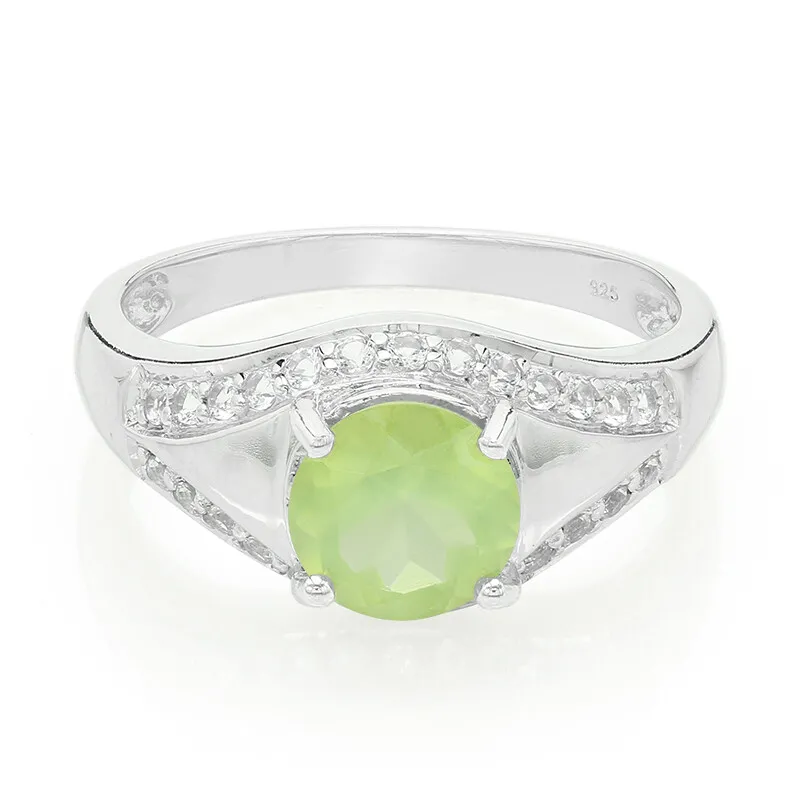 Anello da uomo in argento con Prehnite