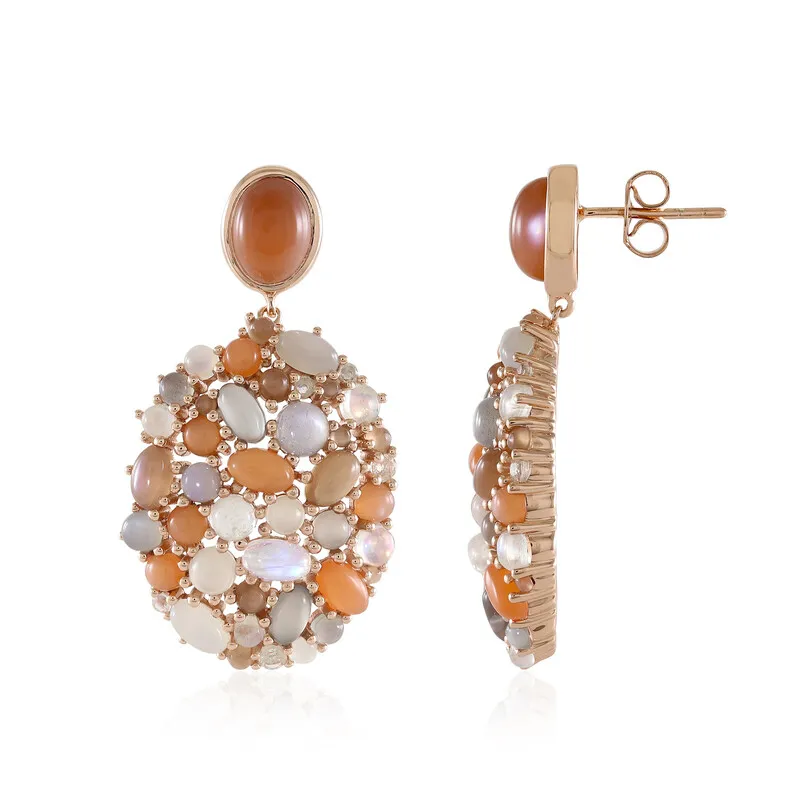 Orecchini in argento con Pietra di Luna Cioccolato (KM by Juwelo)