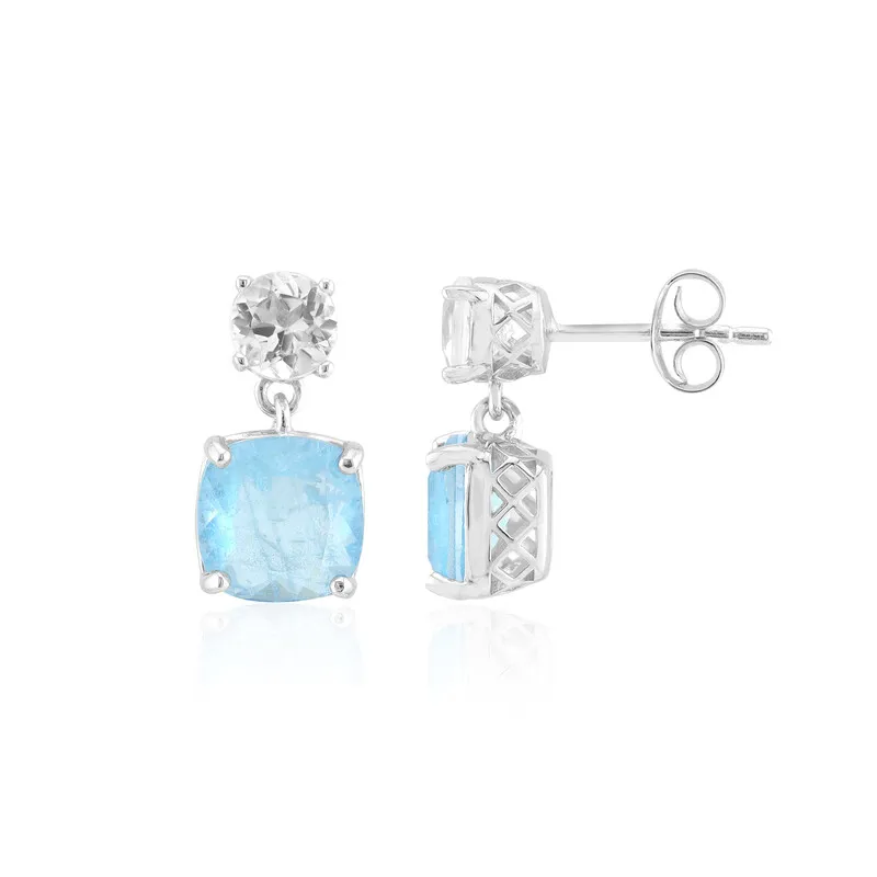 Orecchini in argento con Quarzo blu pastello