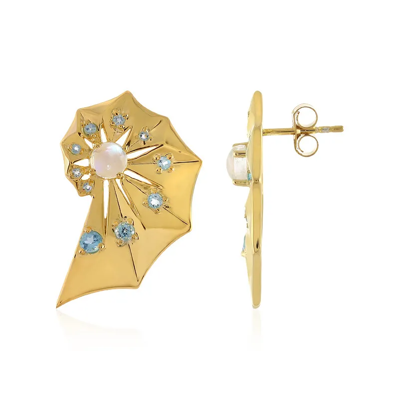 Orecchini in argento con Pietra di Luna Arcobaleno AAA (SAELOCANA)