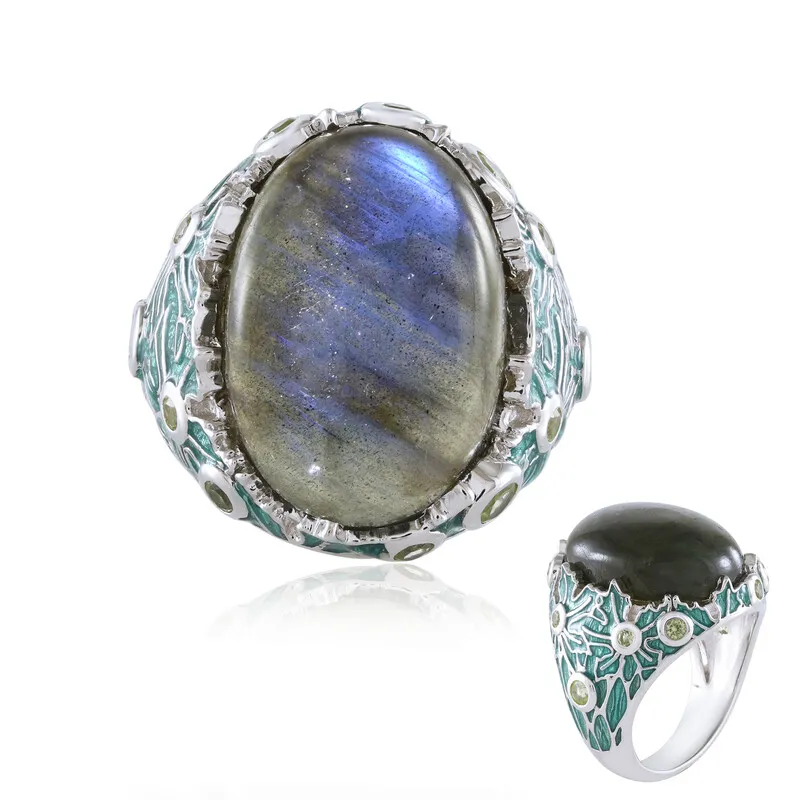 Anello in argento con Labradorite Blu Maniry (Adela Silber)