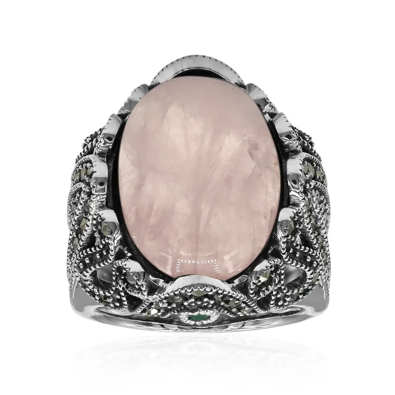 Anello in argento con Quarzo Rosa (Annette classic)