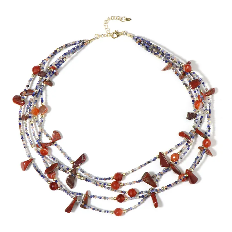 Collana in argento con Agata Lace Rossa (Riya)