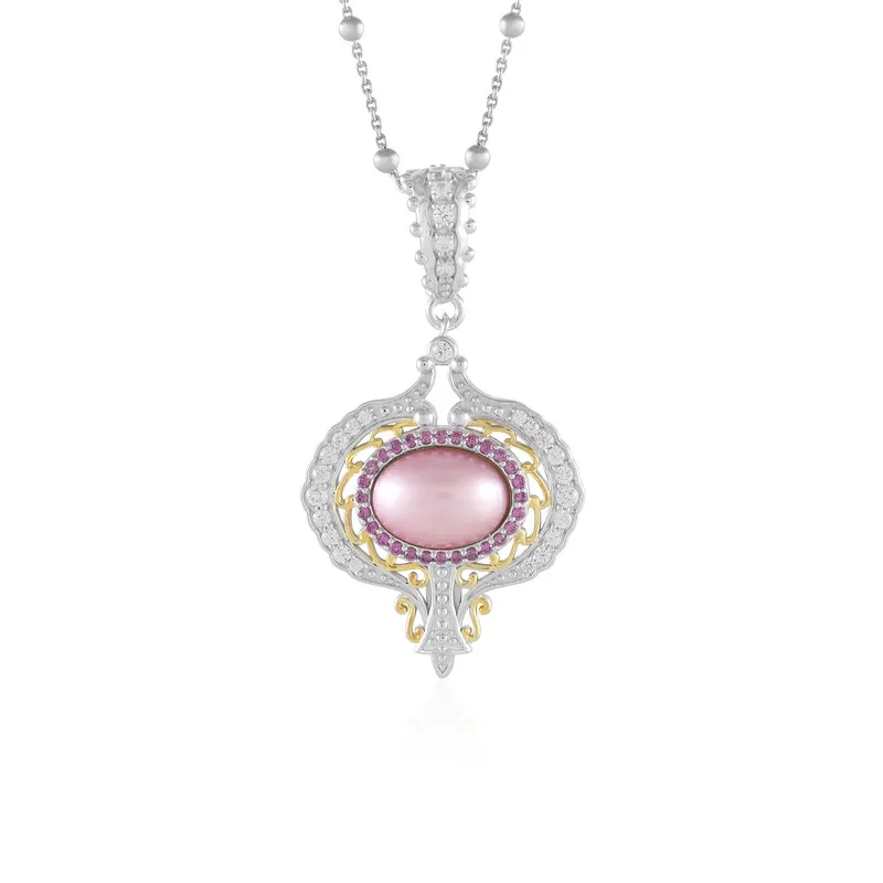 Collana in argento con Perla Mabe Rosa (Dallas Prince Designs)