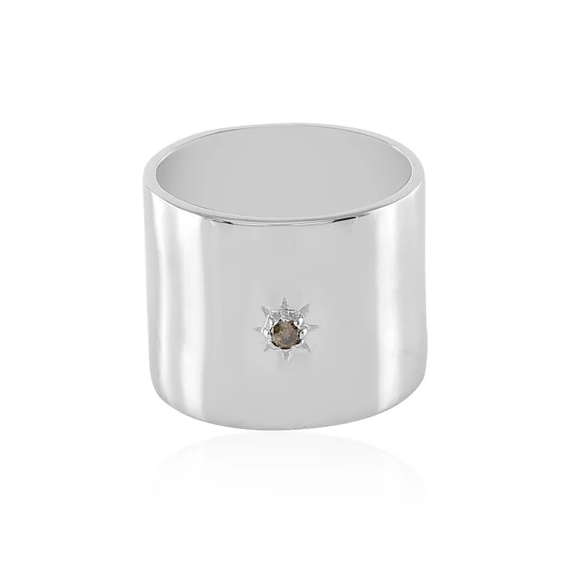 Anello in ottone con Diamante Cioccolato I3  (Juwelo Style)