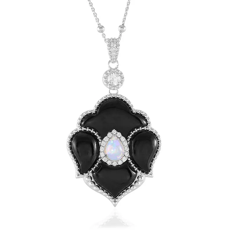 Collana in argento con Agata Nera (Dallas Prince Designs)
