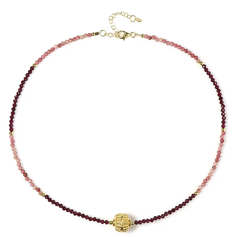 Collana in argento con Rodonite (Riya)