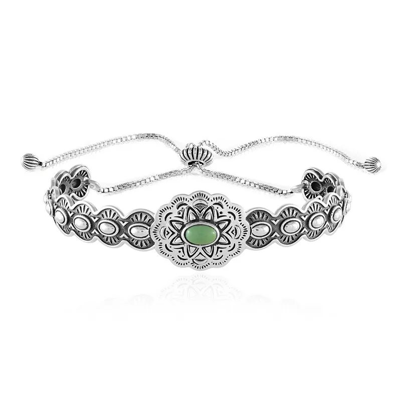 Bracciale in argento con Turchese Verde (Desert Chic)