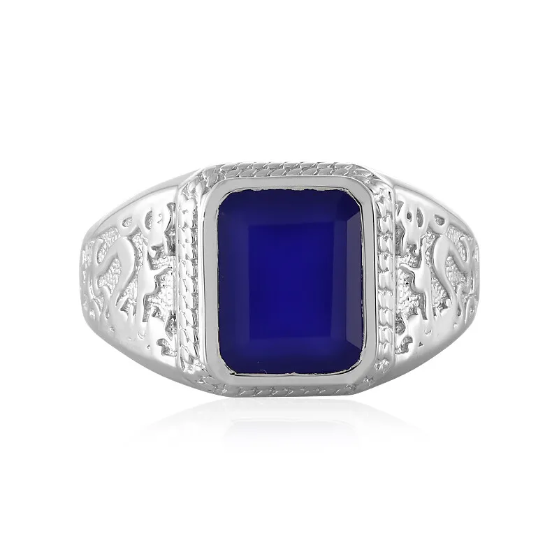 Anello in argento con Calcedonio Blu