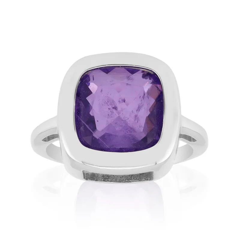 Anello in argento con Quarzo porpora pastello