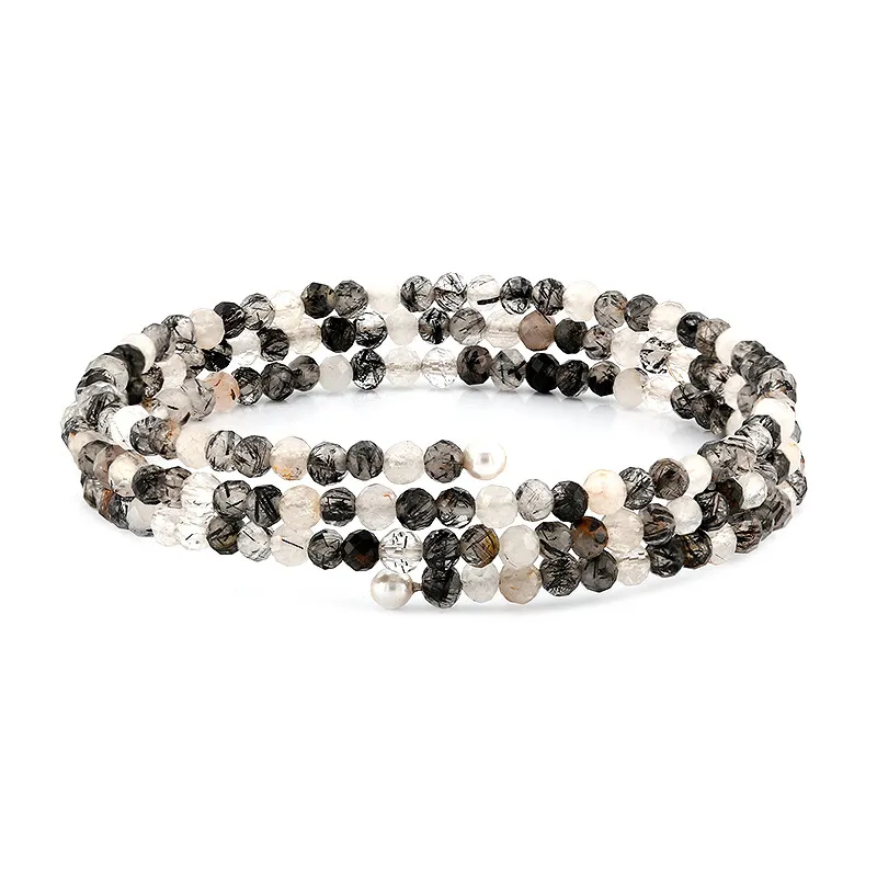 Bracciale in acciaio con Quarzo Rutilato Nero (Riya)