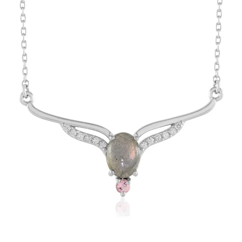 Collana in argento con Labradorite rosa Maniry