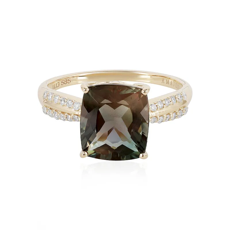 Anello in oro con Pietra del Sole dell'Oregon (AMAYANI)