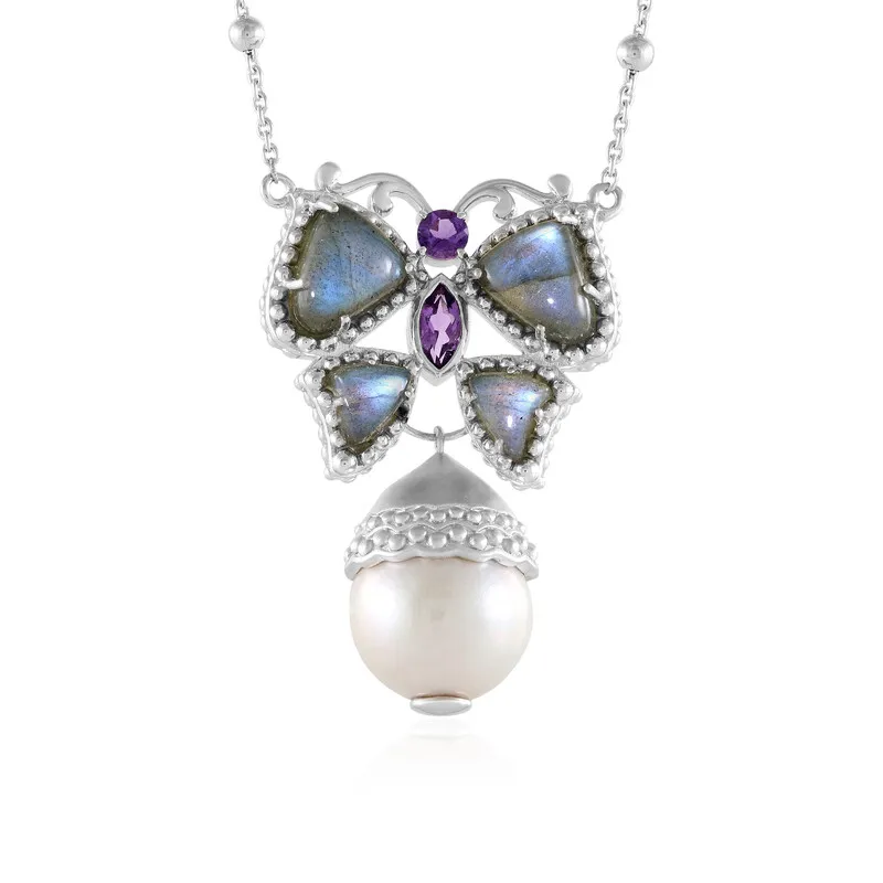 Collana in argento con Perla d'Acqua Dolce Bianca (Dallas Prince Designs)