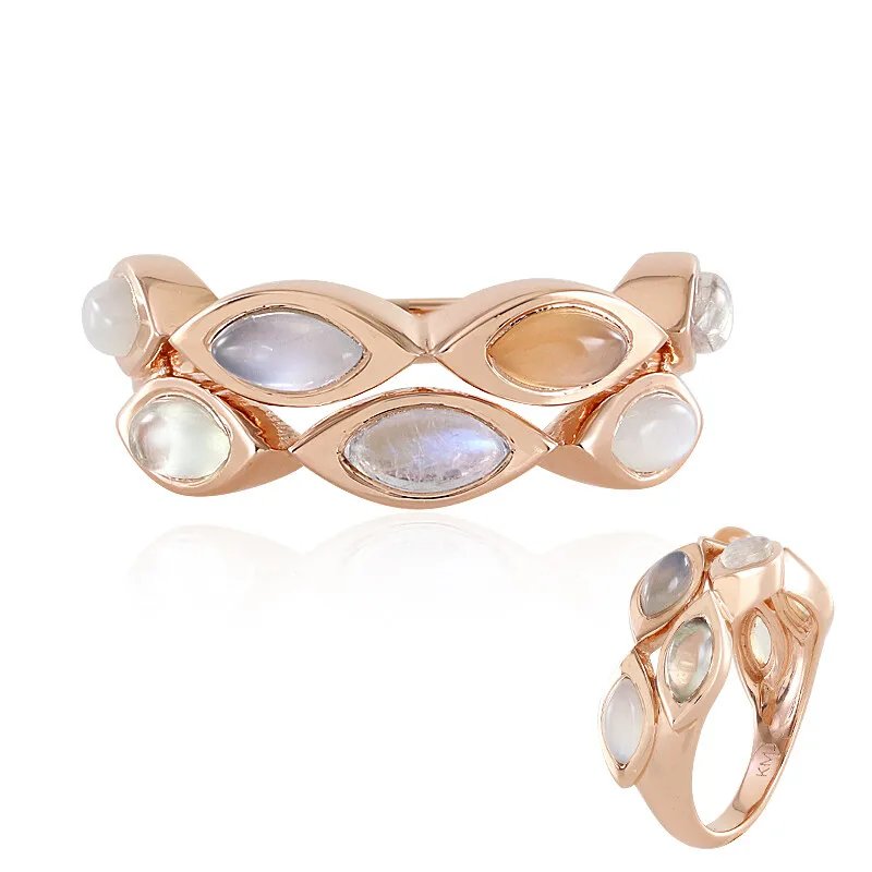 Anello in argento con Pietra di Luna Verde (KM by Juwelo)