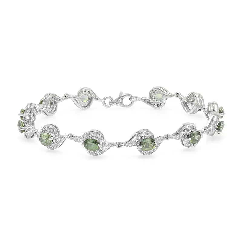 Bracciale placcato in platino con Zaffiro Peacock (non riscaldato)