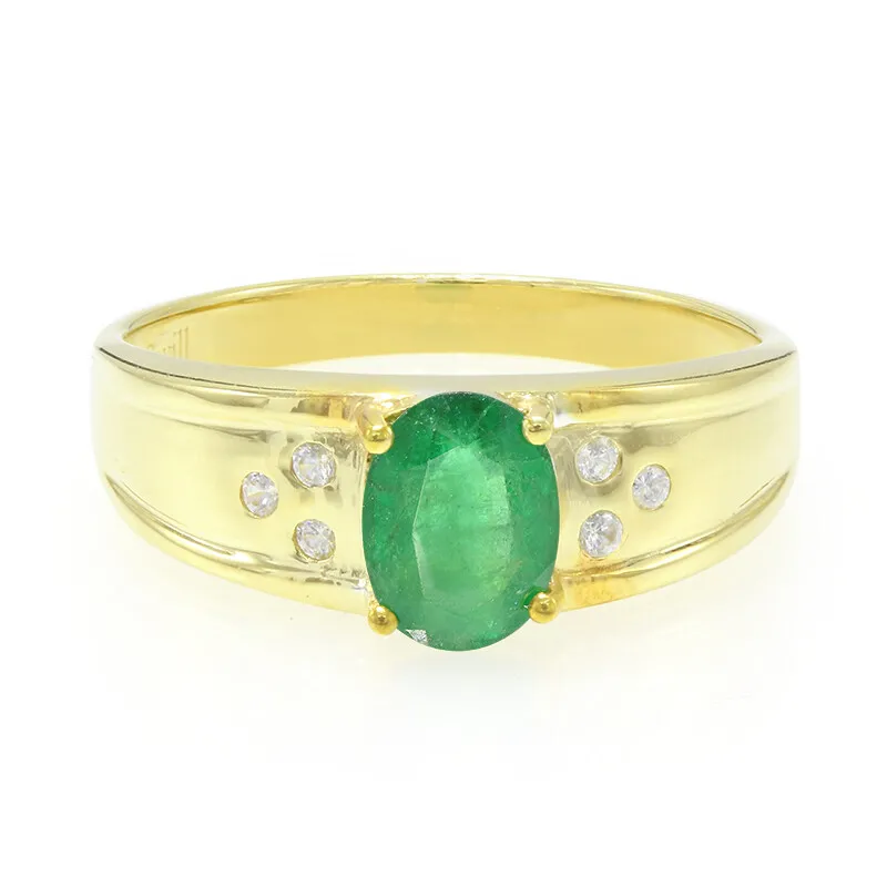 Anello da uomo placcato in oro con Smeraldo Bahia