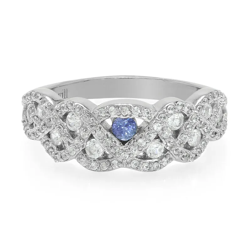 Anello placcato in platino con Zaffiro Kanchanaburi