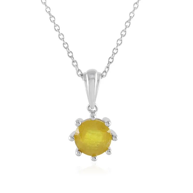 Collana in argento con Zaffiro Giallo del Madagascar