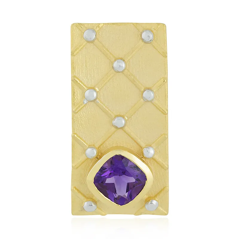 Ciondolo placcato in oro con Ametista Zambiana