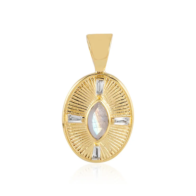 Ciondolo in ottone con Pietra di Luna Arcobaleno (Juwelo Style)