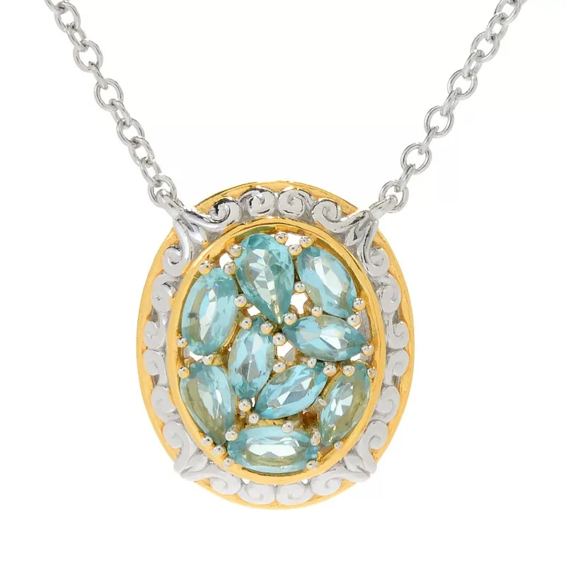 Collana in argento con Fluoroapatite Verde Menta (Gems en Vogue)