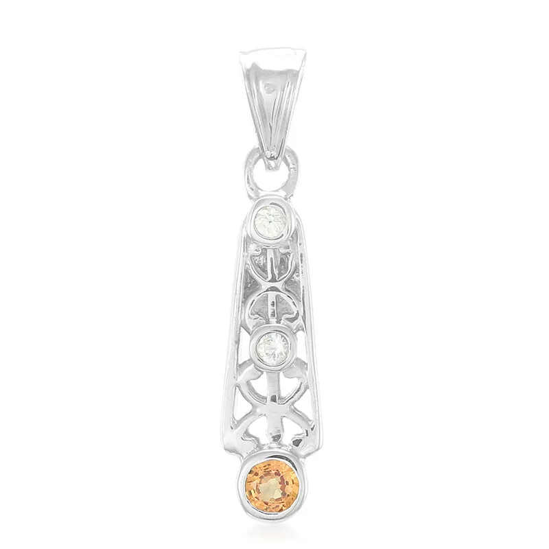 Ciondolo in argento con Zaffiro Arancione