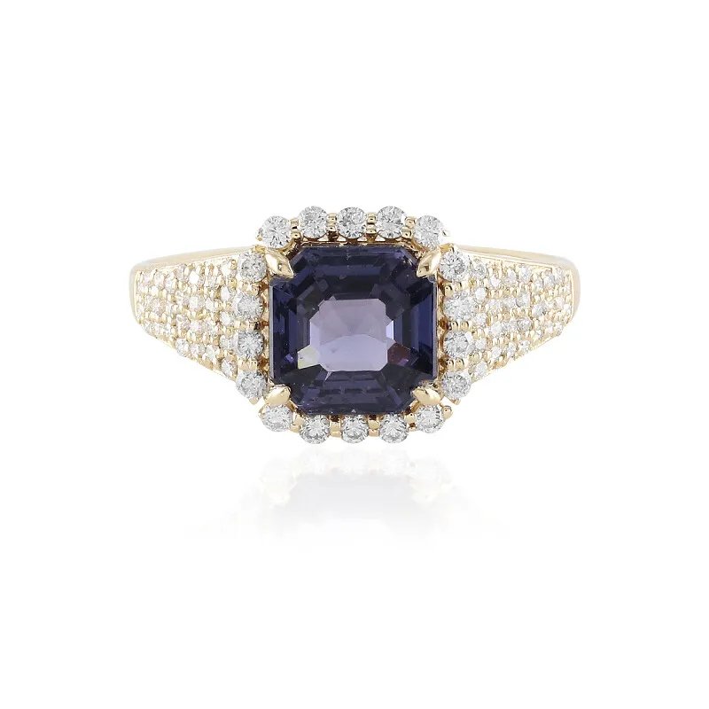 Anello in oro con Spinello Blu Cobalto Luc Yen (AMAYANI)