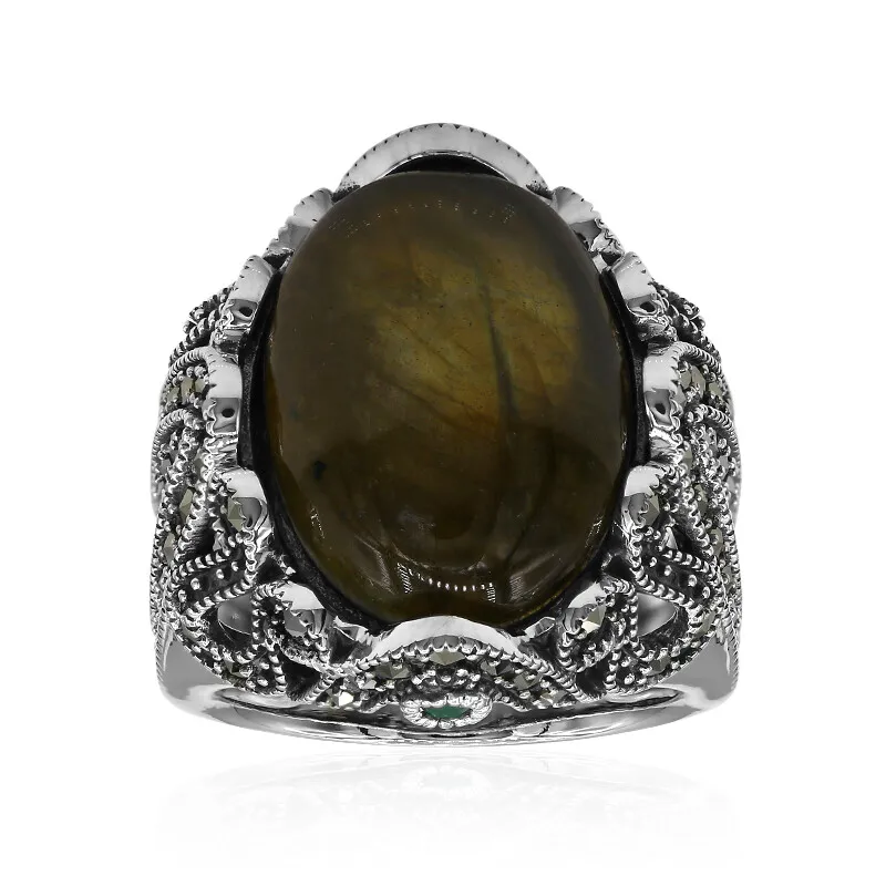 Anello in argento con Labradorite (Annette classic)
