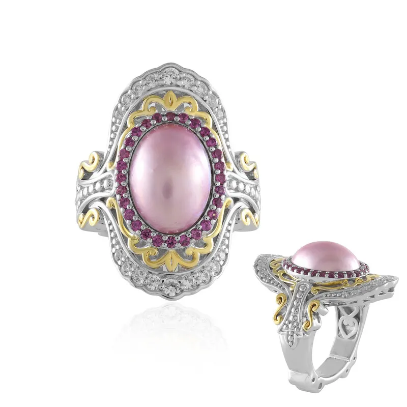 Anello in argento con Perla Mabe Rosa (Dallas Prince Designs)