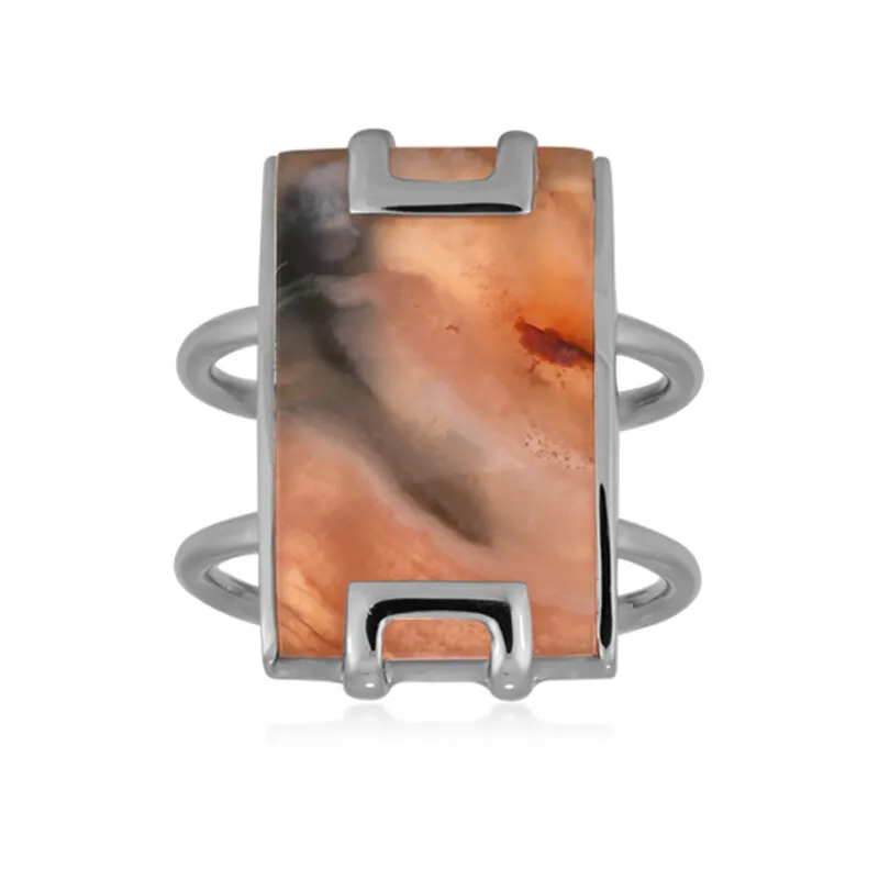 Anello in argento con Corniola Piumata di Giava (Bali Barong)