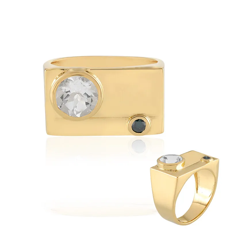 Anello in ottone con Topazio Bianco (Juwelo Style)