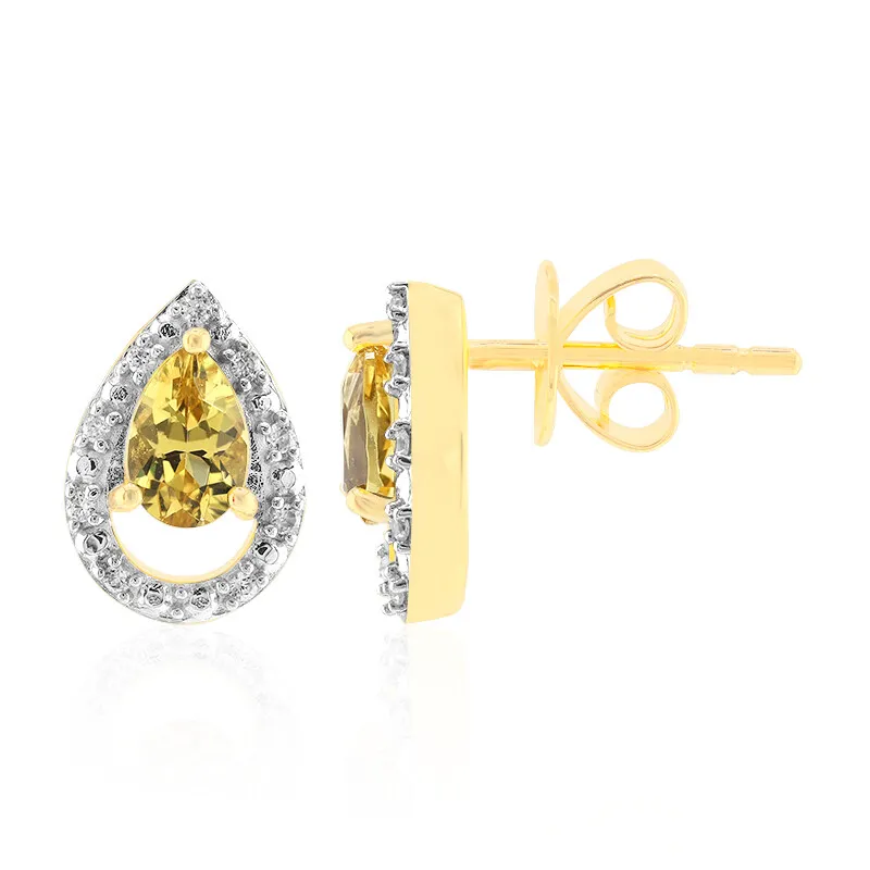 Orecchini in oro con Berillo Dorato Australiano