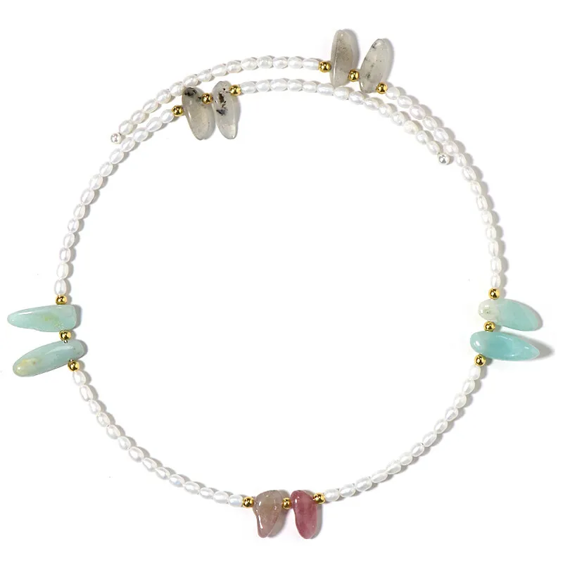 Collana rigida in acciaio con Labradorite (Riya)