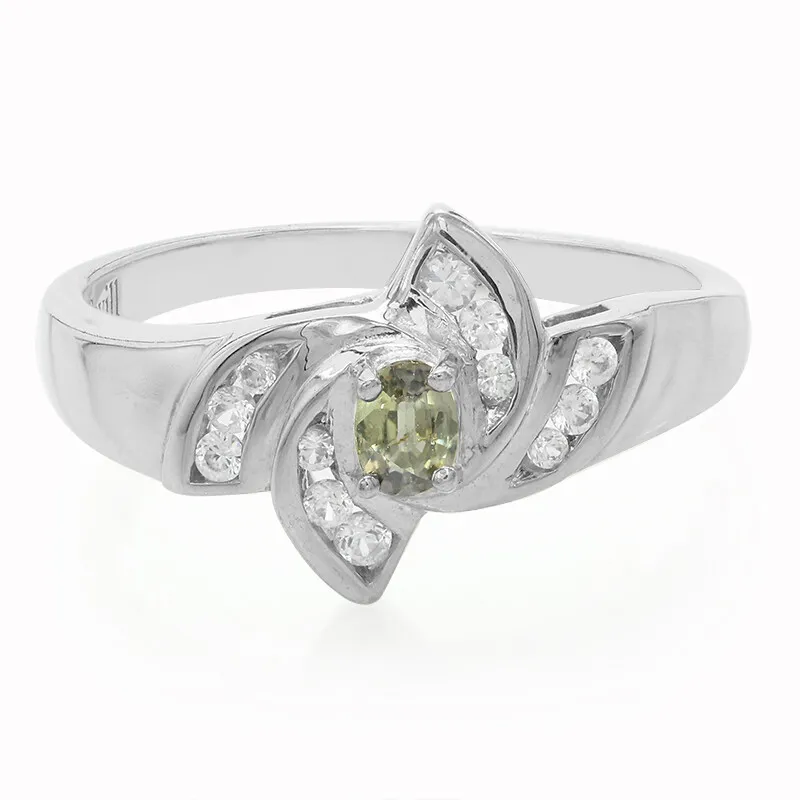 Anello placcato in platino con Zaffiro Peacock (non riscaldato)