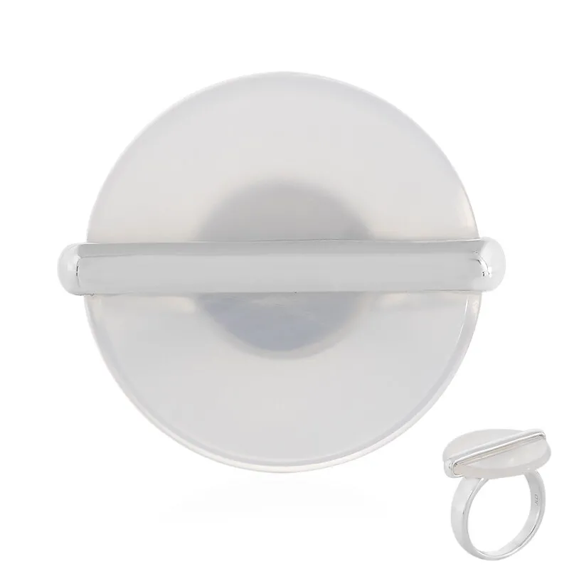 Anello in argento con Agata Bianca