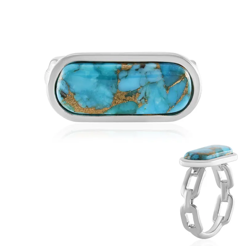 Anello in argento con Turchese Ramato Blu Mohave (Faszination Türkis)