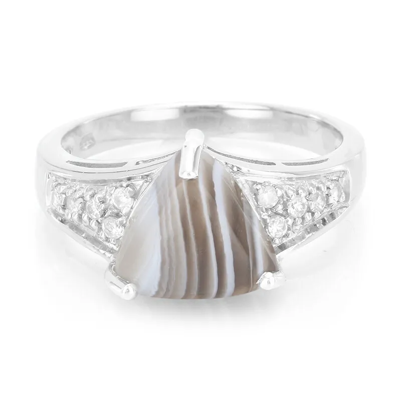 Anello da uomo in argento con Agata Botswana