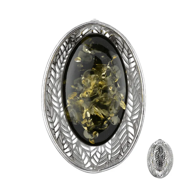 Ciondolo in argento con Ambra Baltica Verde